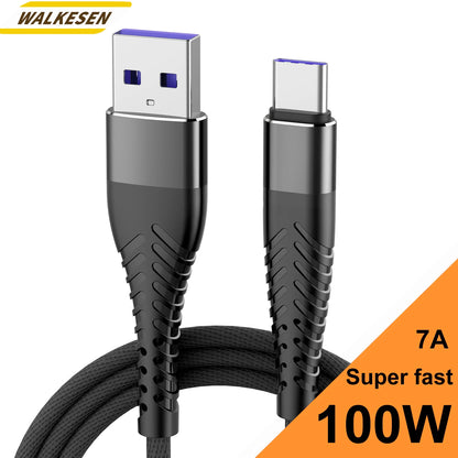 100W 7A USB-C Fast Charging Cable – iPhone, Xiaomi, Huawei, Samsung
