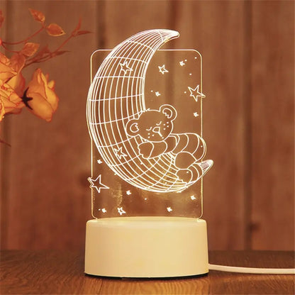 1pc Acrylic LED Night Light – Creative Bedside Table Lamp for Bedroom, Holiday & Gift Décor