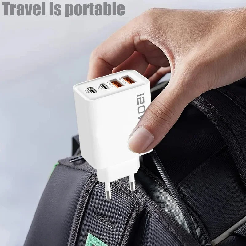 120W 4-Port USB-C Fast Charger – iPhone, Samsung, Xiaomi, Huawei