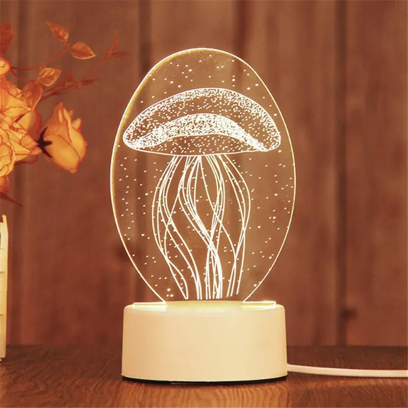 1pc Acrylic LED Night Light – Creative Bedside Table Lamp for Bedroom, Holiday & Gift Décor