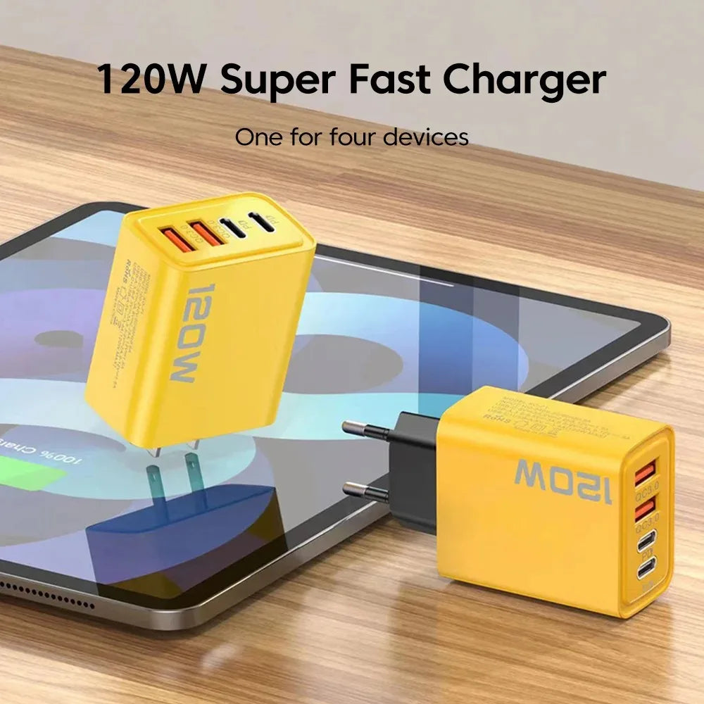 120W USB-C PD Fast Charger – iPhone, Samsung, Xiaomi Quick Charge 3.0