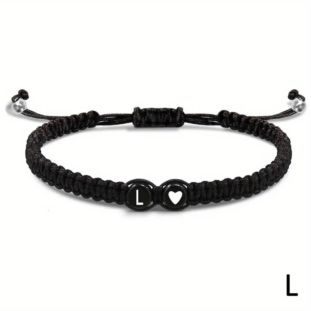 26 Letters Initial Heart Bracelet – Handmade Adjustable A-Z Name Braided Friendship Jewelry for Women & Men