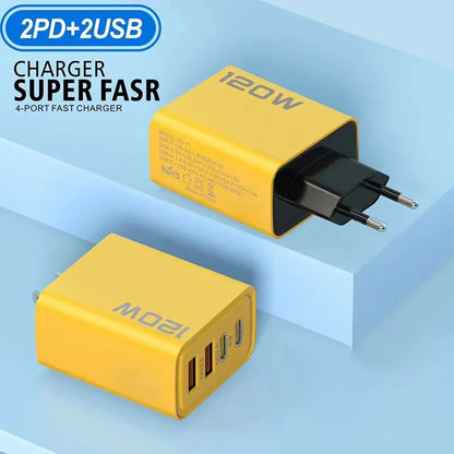 120W PD USB-C Fast Charger – iPhone 15 Pro & Samsung Quick Charge 3.0