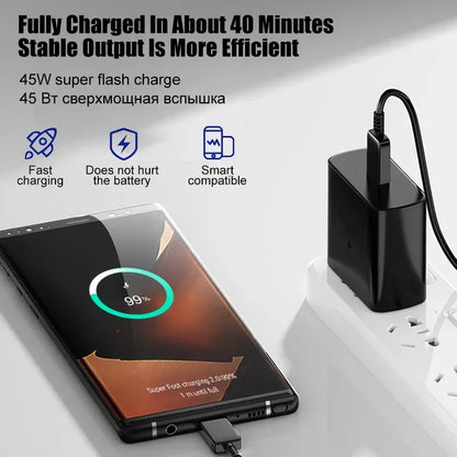 45W PD USB-C Fast Charger – Samsung Galaxy S24/S23/S22/S21/S20 Ultra, S10 Plus