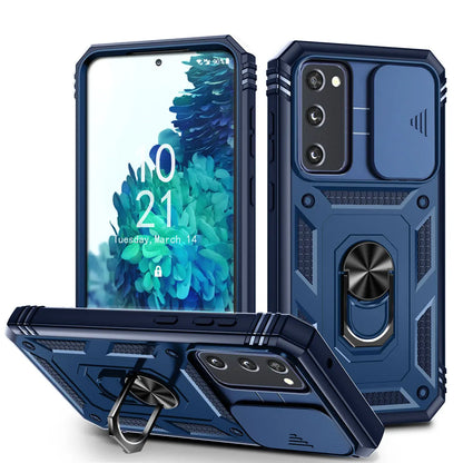 Samsung Galaxy S20 FE 5G Hybrid Rugged Case with Ring Kickstand, Card Slot & Camera Protection