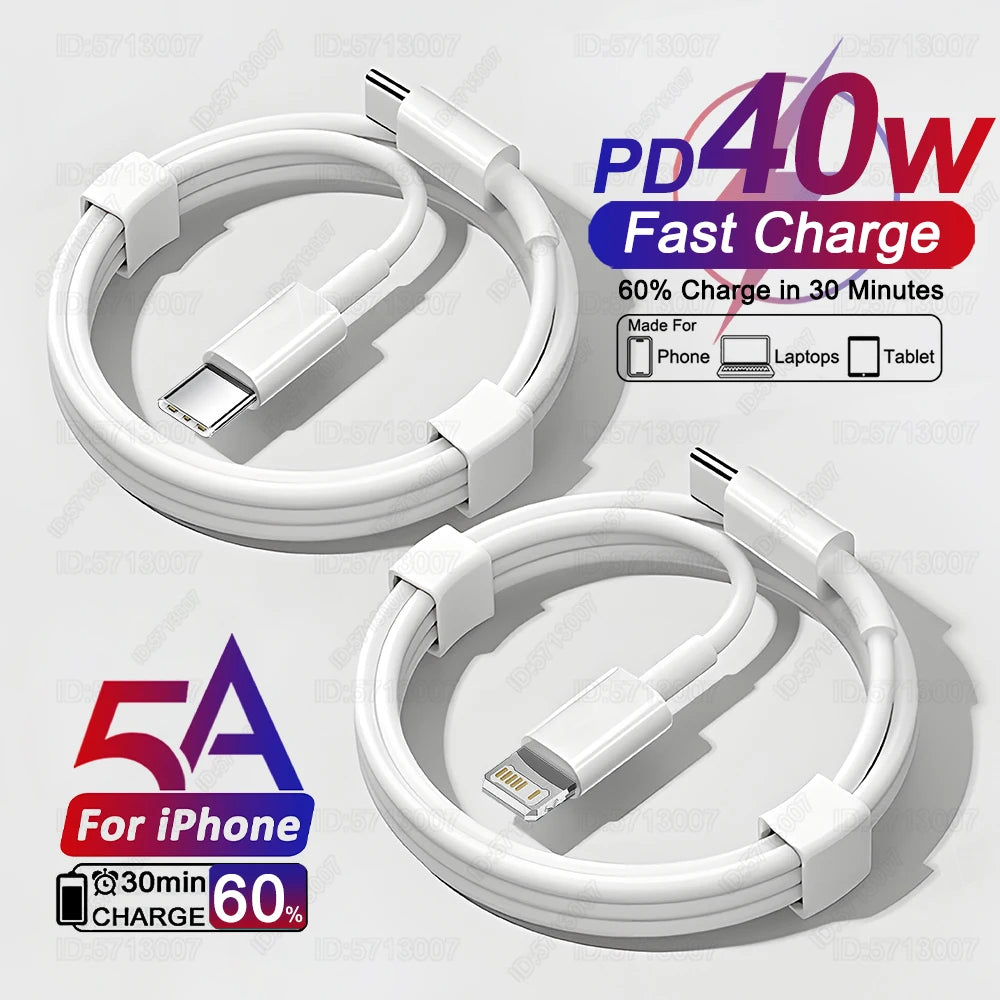 40W PD USB-C Fast Charger Cable – iPhone 16/15/14/13/12/11 & iPad