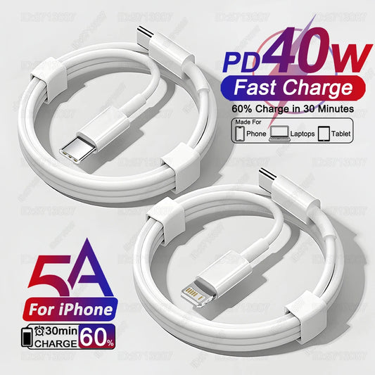 40W PD USB-C Fast Charger Cable – iPhone 16/15/14/13/12/11 & iPad
