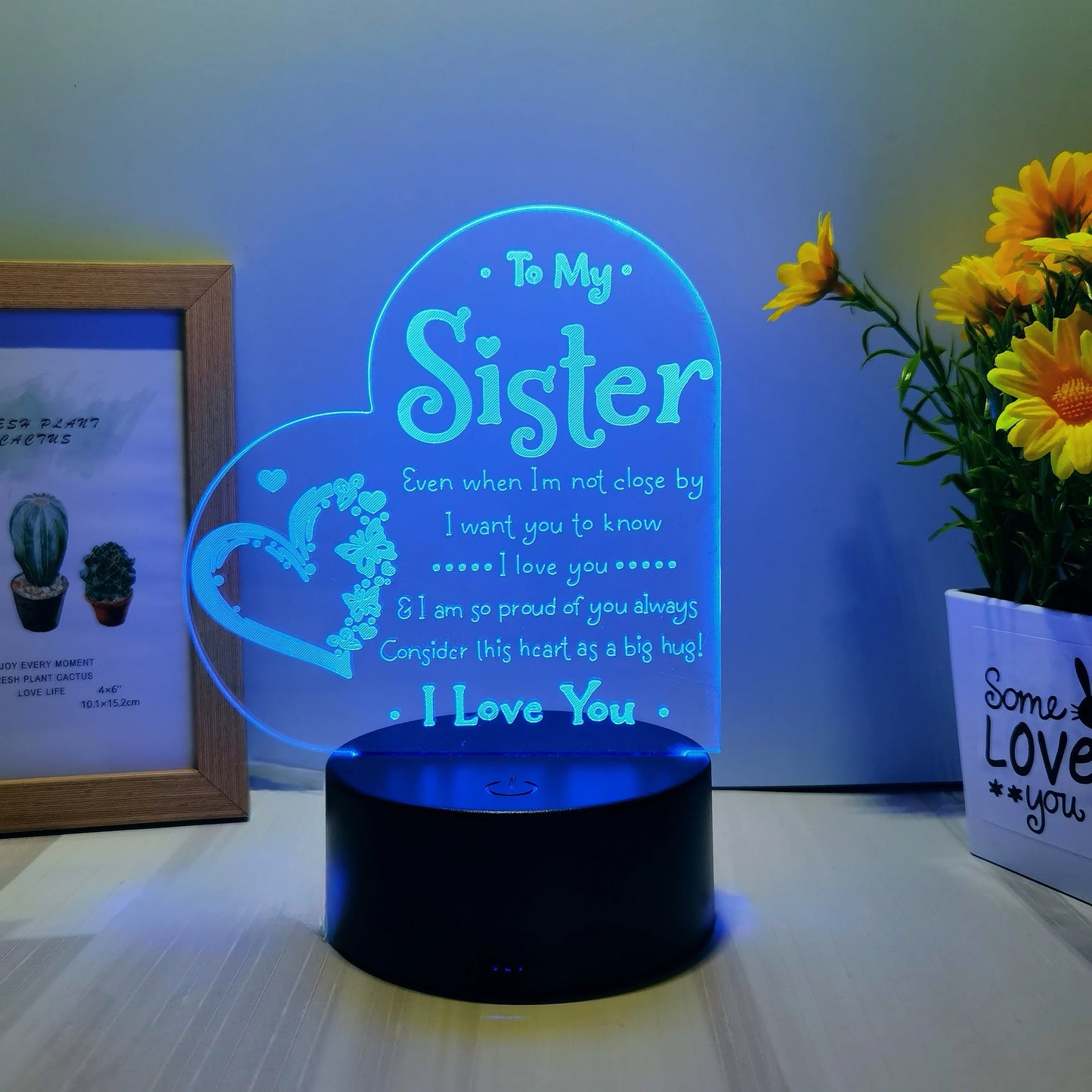 1pc 3D Night Light – Festive Decorative USB Table Lamp, Creative Gift for Sister & Bedroom Décor