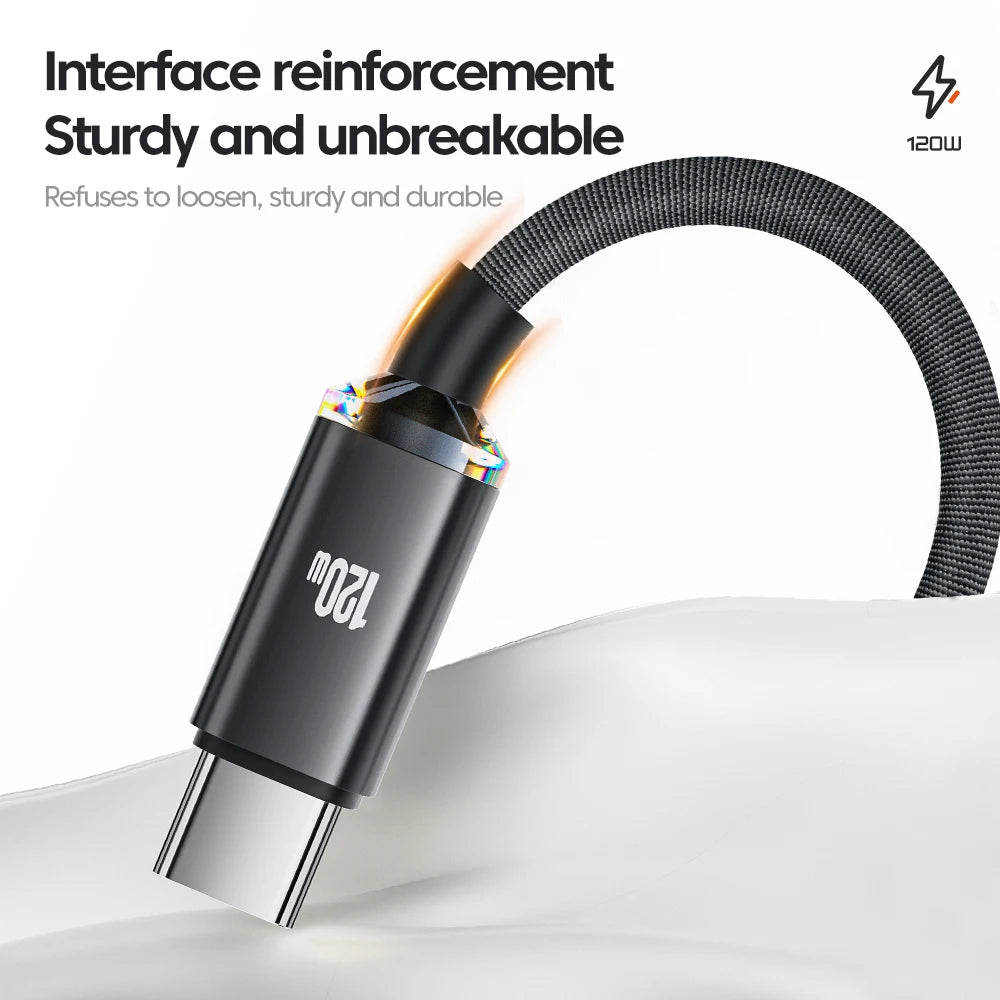 120W 6A USB-C to USB-C Fast Charger – Samsung, Xiaomi, Huawei, MacBook, iPad