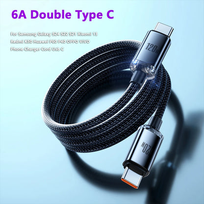 120W 6A USB-C to USB-C Fast Charger – Samsung, Xiaomi, Huawei, MacBook, iPad