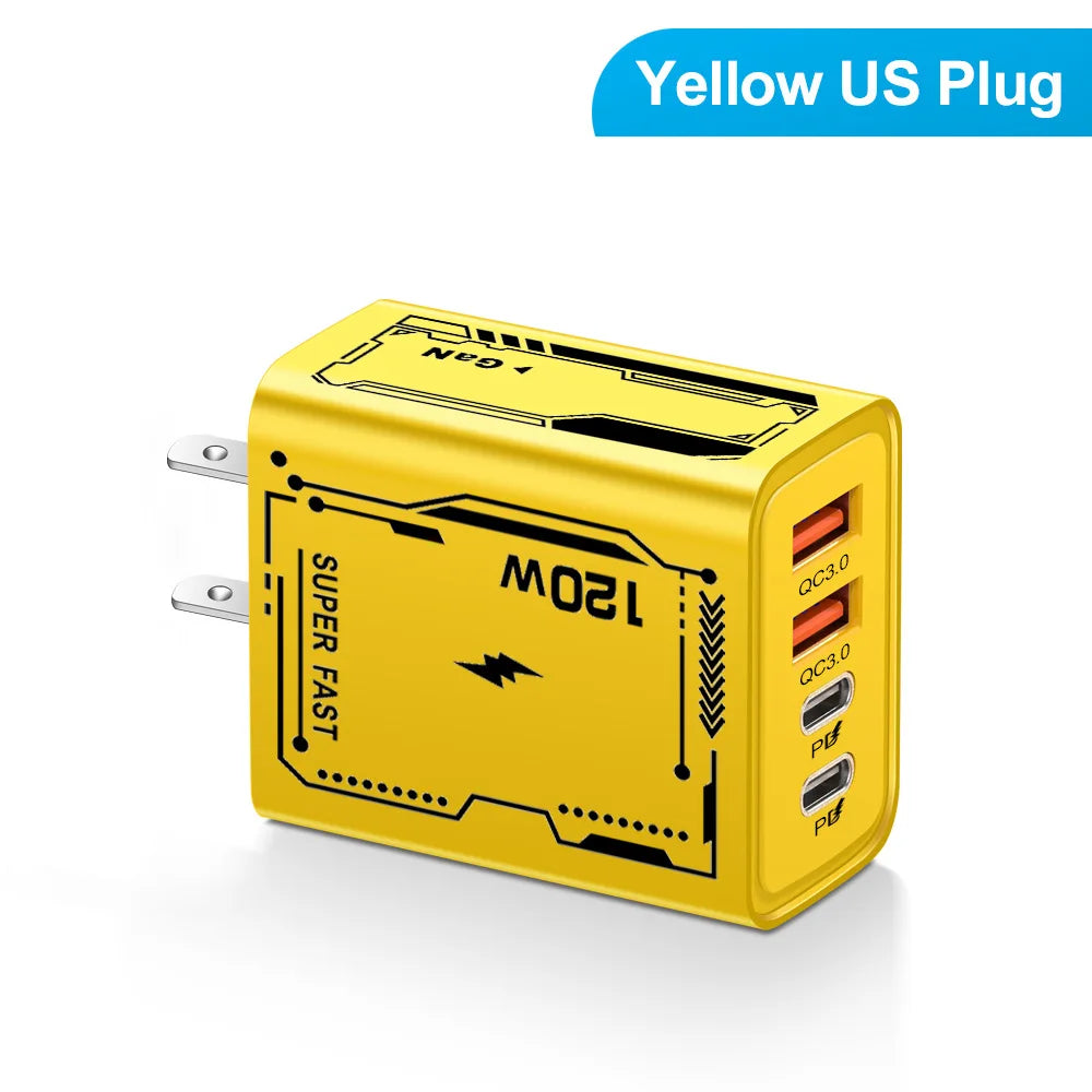 120W PD USB-C Fast Charger – iPhone 15 Pro & Samsung Quick Charge 3.0