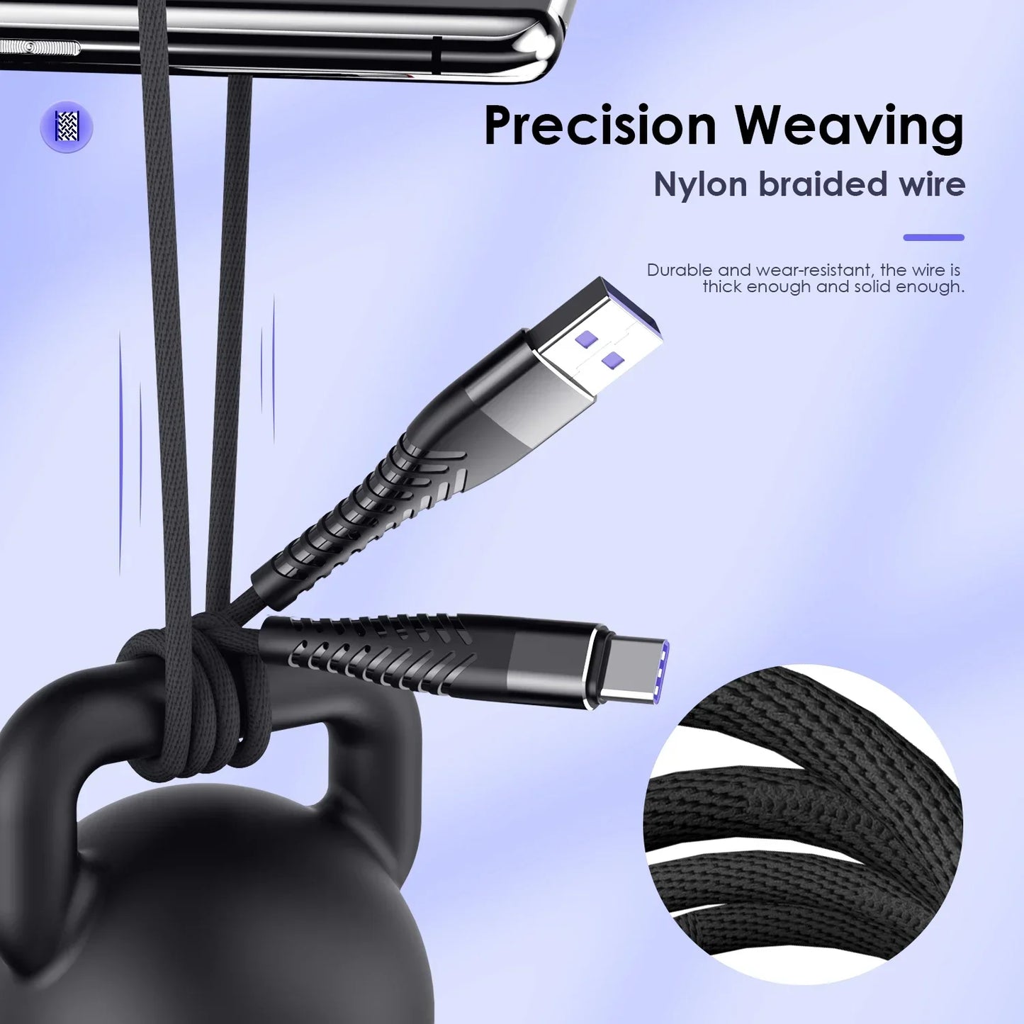 100W 7A USB-C Fast Charging Cable – iPhone, Xiaomi, Huawei, Samsung