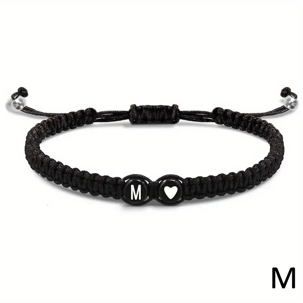 26 Letters Initial Heart Bracelet – Handmade Adjustable A-Z Name Braided Friendship Jewelry for Women & Men