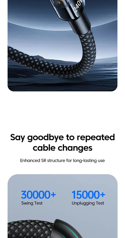 240W USB to USB-C Fast Charging Cable – Samsung, Xiaomi, Huawei, OPPO