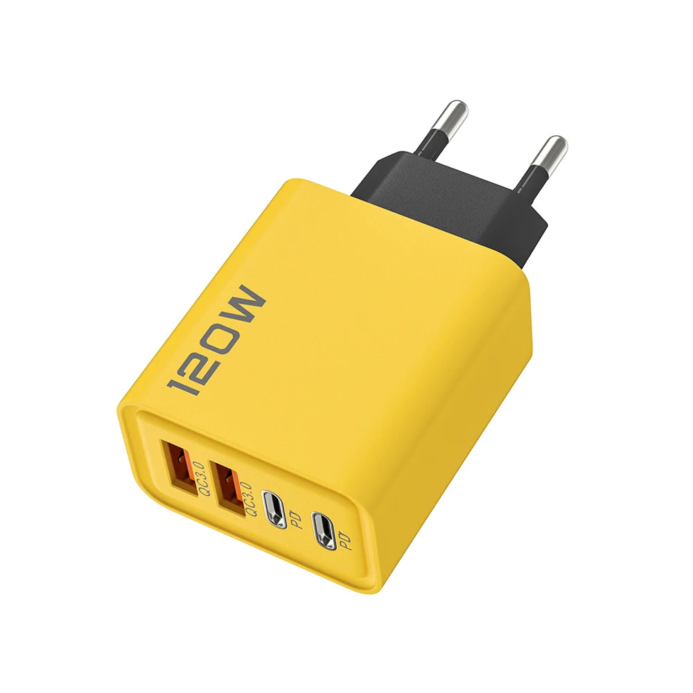 120W PD USB-C Fast Charger – iPhone 15 Pro & Samsung Quick Charge 3.0