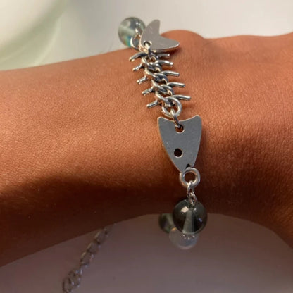 Fishbone Beads Bracelet – Cute Minimalist Star & Bead Jewelry, Unique Sealife Gift for Women
