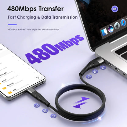 100W 7A USB-C Fast Charging Cable – iPhone, Xiaomi, Huawei, Samsung