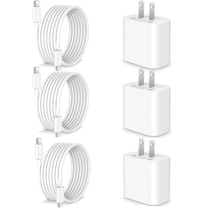 3-Pack 30W PD USB-C Fast Charger – iPhone 15 & Samsung Android
