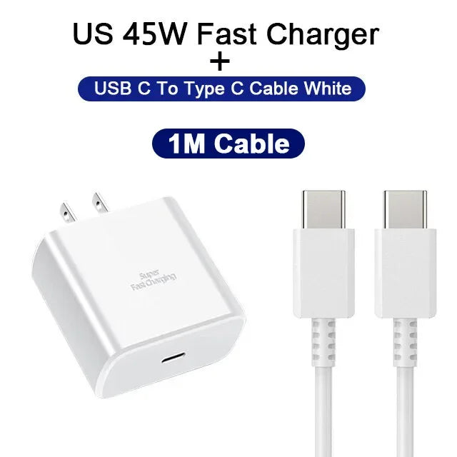 45W PD USB-C Fast Charger – Samsung Galaxy S24/S23/S22/S21/S20 Ultra, S10 Plus