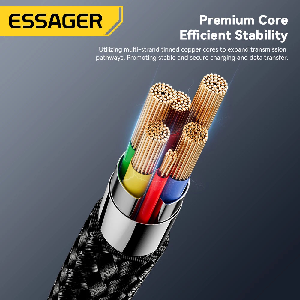 Essager 3A USB-C Fast Charging Cable for iPhone 15, Huawei, Xiaomi, Samsung