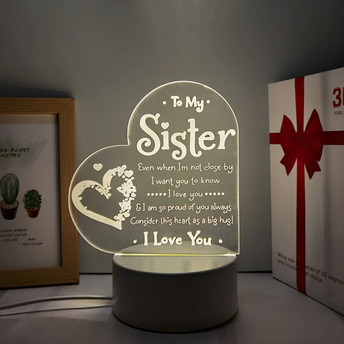 1pc 3D Night Light – Festive Decorative USB Table Lamp, Creative Gift for Sister & Bedroom Décor