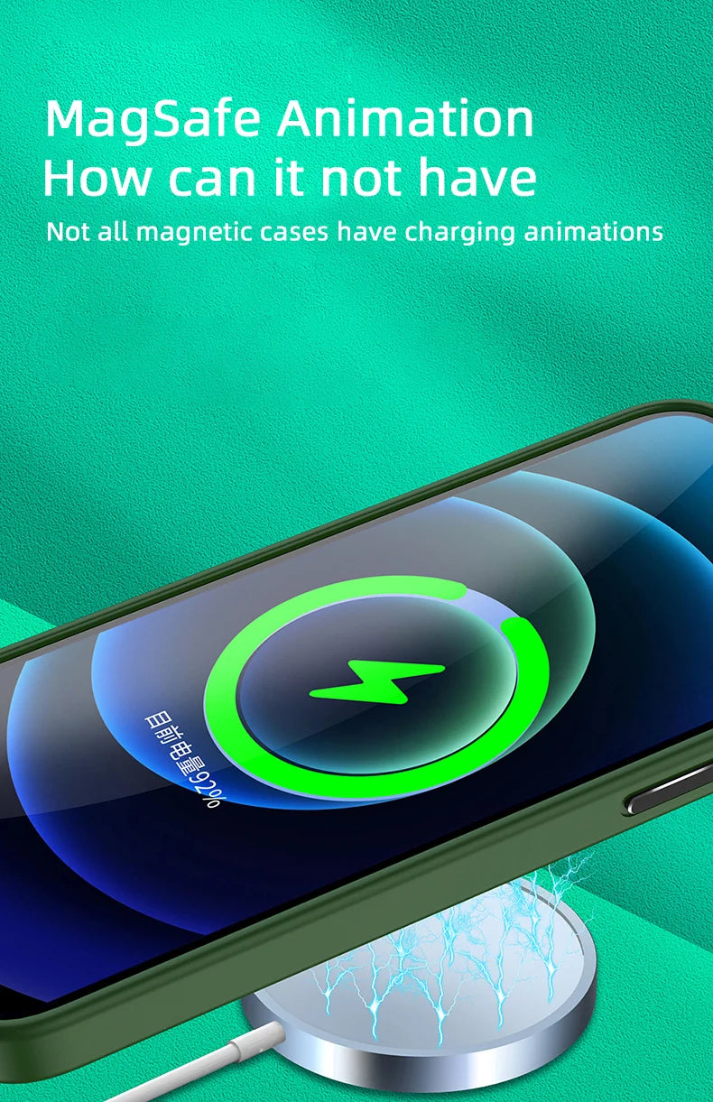 Matte Frosted Magnetic Phone Case for iPhone 15-17 Pro Max | Magsafe Wireless Charging Compatible Soft Cover