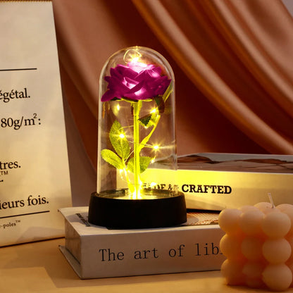 Red Rose LED Galaxy Rose – Artificial Flower in Glass Cover, Creative Gift for Valentine’s Day, Mother’s Day & Wedding Décor