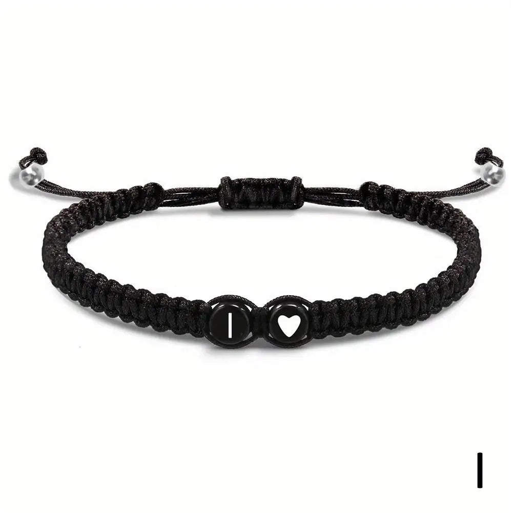 26 Letters Initial Heart Bracelet – Handmade Adjustable A-Z Name Braided Friendship Jewelry for Women & Men