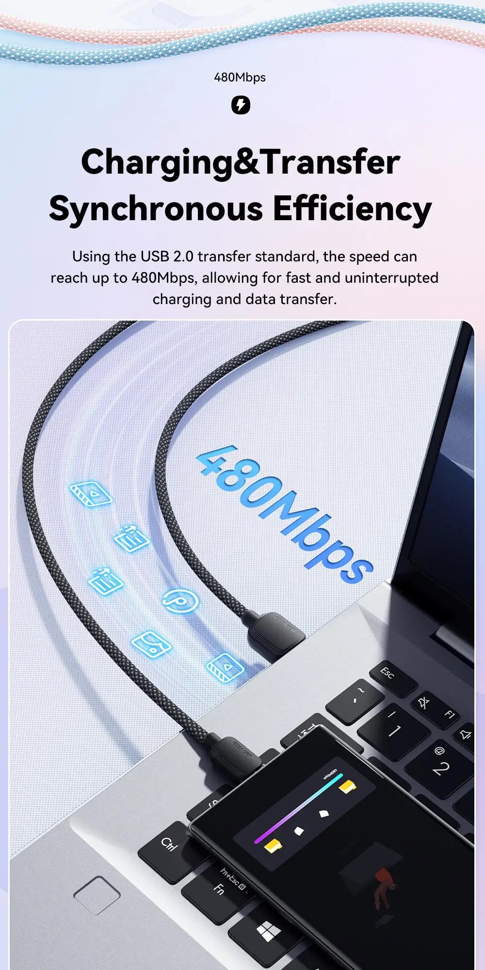 Essager 100W USB-C Cable – Huawei Honor, Xiaomi, OnePlus, Samsung