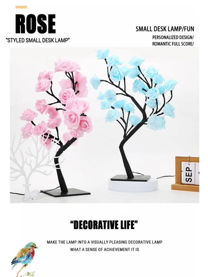 24 LED Rose Tree Night Light – USB Table Lamp for Home, Bedroom, Wedding & Holiday Decor