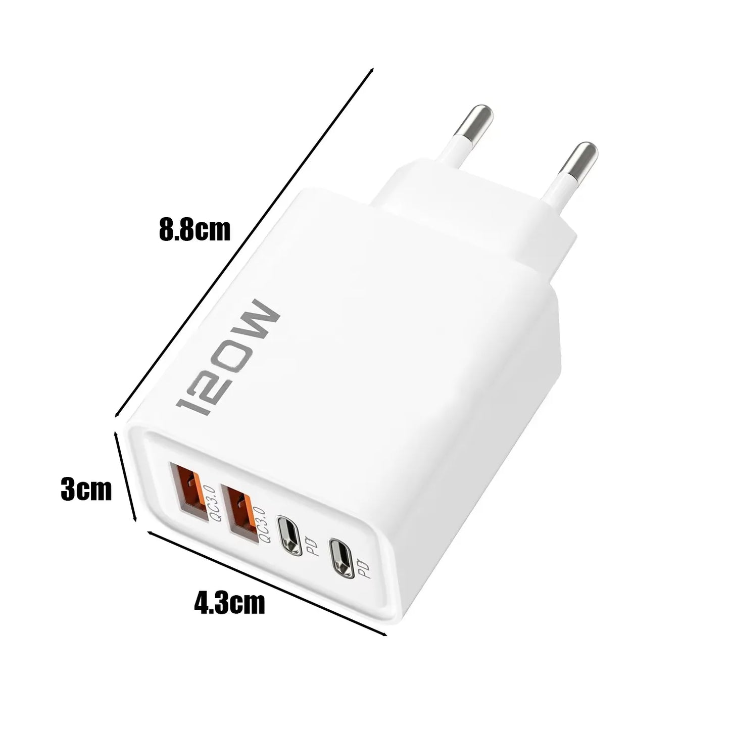 120W 4-Port USB-C Fast Charger – iPhone, Samsung, Xiaomi, Huawei