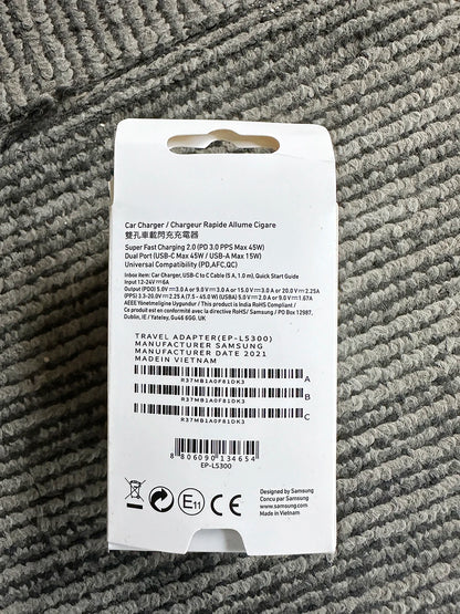 Samsung 60W Dual USB-C Car Charger | Super Fast Charger for Galaxy & Note Series