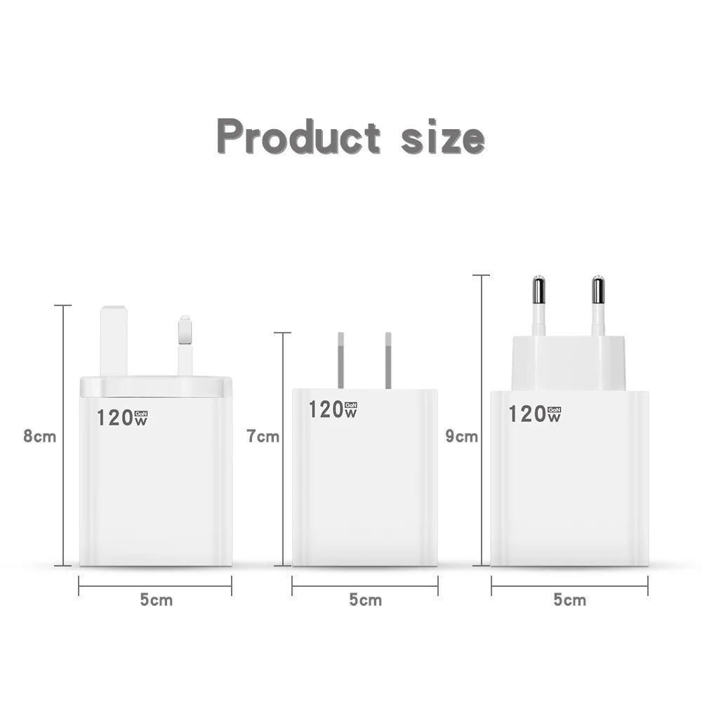 120W USB-C Fast Charger – Quick Charge 3.0 for iPhone, Xiaomi, Samsung, Huawei