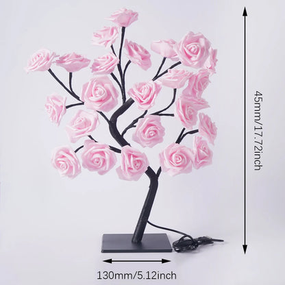24 LED Rose Tree Night Light – USB Table Lamp for Home, Bedroom, Wedding & Holiday Decor