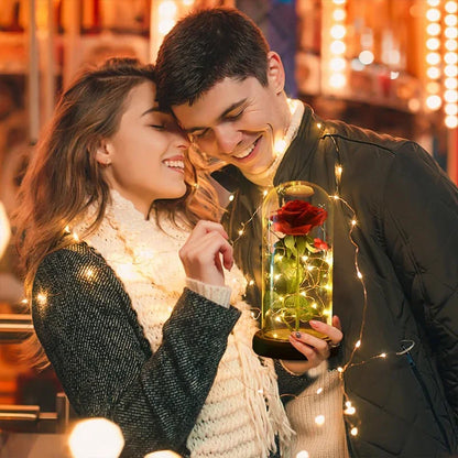 Red Rose LED Galaxy Rose – Artificial Flower in Glass Cover, Creative Gift for Valentine’s Day, Mother’s Day & Wedding Décor