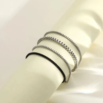 Stainless Steel Adjustable Box Chain Bracelet - Simple Vintage Cuban Bracelet Set for Men, Party Jewelry Gift