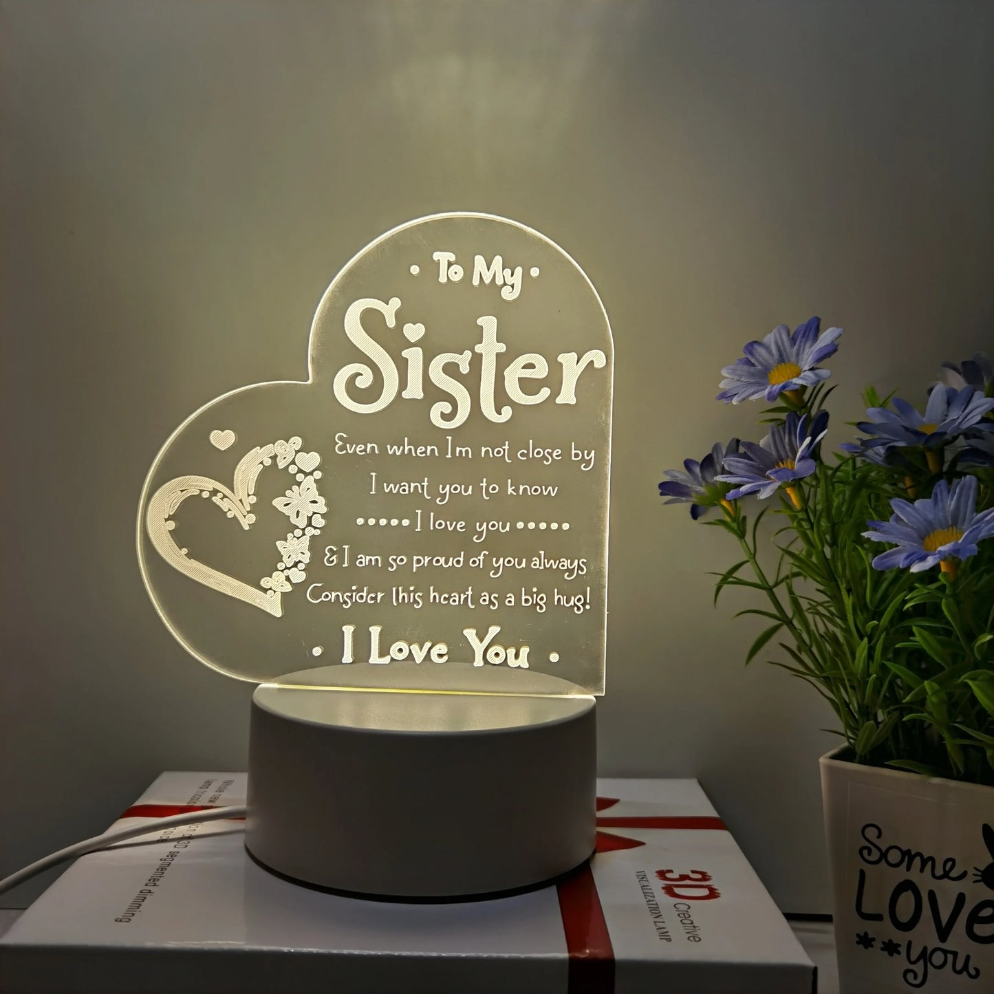 1pc 3D Night Light – Festive Decorative USB Table Lamp, Creative Gift for Sister & Bedroom Décor