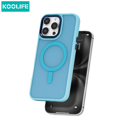 Koolife Skin-Feel Electroplated Frosted Magnetic Phone Case with Wireless Charging Pc+Tpu for iPhone  12 13 14 15 16 Pro Max