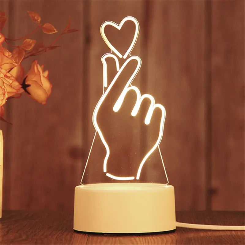 1pc Acrylic LED Night Light – Creative Bedside Table Lamp for Bedroom, Holiday & Gift Décor