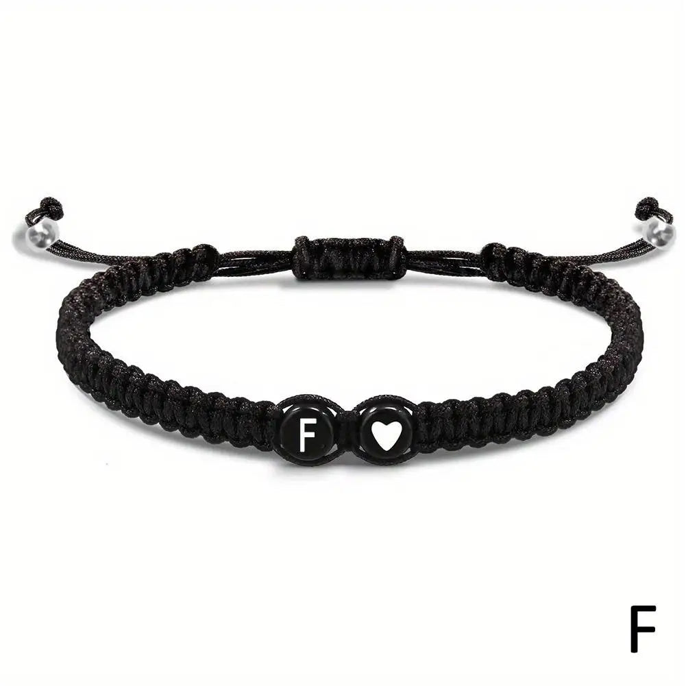 26 Letters Initial Heart Bracelet – Handmade Adjustable A-Z Name Braided Friendship Jewelry for Women & Men