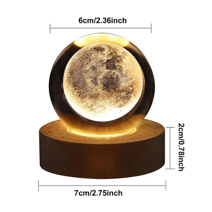3D Crystal Galaxy Night Light – Glowing Planet Lamp, Bedside Table Decor & Christmas Gift