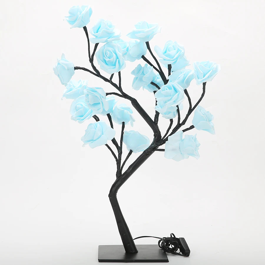 24 LED Rose Tree Night Light – USB Table Lamp for Home, Bedroom, Wedding & Holiday Decor