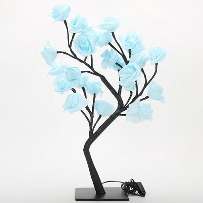 24 LED Rose Tree Night Light – USB Table Lamp for Home, Bedroom, Wedding & Holiday Decor