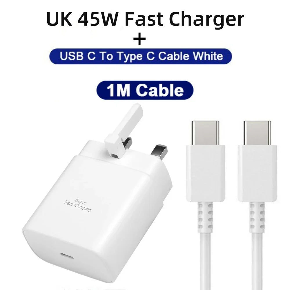 45W PD USB-C Fast Charger – Samsung Galaxy S24/S23/S22/S21/S20 Ultra, S10 Plus