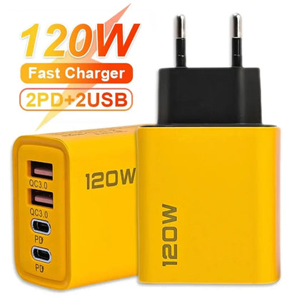 120W PD USB-C Fast Charger – iPhone 15 Pro & Samsung Quick Charge 3.0
