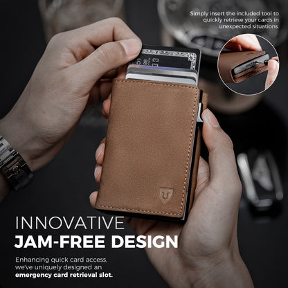 LORZOR Leather AirTag Wallet – Minimalist Handcrafted RFID Slim Trifold Wallet for Men, Apple AirTag Holder